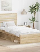 vidaXL Рамка за легло Сонома 90 x 190 cm Солидно борово дърво