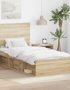 vidaXL Рамка за легло Сонома дъб 90 x 200 cm Солидно борово дърво
