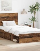 vidaXL Рамка за легло Старо дърво 100 x 200 cm Солидно борово дърво