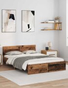 vidaXL Рамка за легло Старо дърво 120 x 200 cm Инженерна дървесина