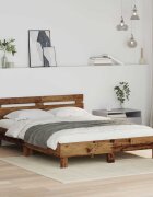 vidaXL Рамка за легло Старо дърво 120 x 200 cm Инженерна дървесина