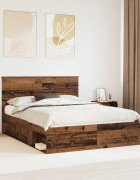 vidaXL Рамка за легло Старо дърво 150 x 200 cm Солидно борово дърво