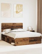 vidaXL Рамка за легло Старо дърво 150 x 200 cm Солидно борово дърво