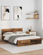 vidaXL Рамка за легло Старо дърво 160 x 200 cm Инженерна дървесина