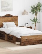 vidaXL Рамка за легло Старо дърво 90 x 190 cm Солидно борово дърво