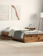 vidaXL Рамка за легло Старо дърво 90 x 200 cm Инженерна дървесина