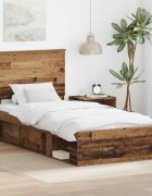 vidaXL Рамка за легло Старо дърво 90 x 200 cm Солидно борово дърво