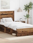 vidaXL Рамка за легло Старо дърво 90 x 200 cm Солидно борово дърво