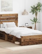 vidaXL Рамка за легло Старо дърво 90 x 200 cm Солидно борово дърво