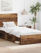 vidaXL Рамка за легло Старо дърво 90 x 200 cm Солидно борово дърво
