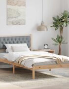 vidaXL Рамка за легло Светлосиво 100 x 200 cm Солидно борово дърво