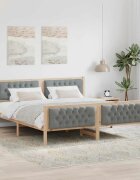 vidaXL Рамка за легло Светлосиво 160 x 200 cm Солидно борово дърво