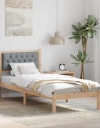 vidaXL Рамка за легло Светлосиво 75 x 190 cm Солидно борово дърво
