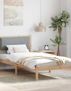 vidaXL Рамка за легло Светлосиво 90 x 190 cm Солидно борово дърво