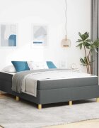 vidaXL Рамка за легло Тъмен сив 140 x 190 cm текстил