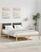 vidaXL Рамка за легло Тъмен сив 150 x 200 cm Солидно борово дърво