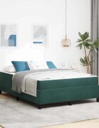 vidaXL Рамка за легло Тъмен зелен 140 x 200 cm текстил