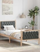 vidaXL Рамка за легло Тъмносиво 75 x 190 cm Солидно борово дърво