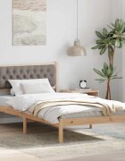 vidaXL Рамка за легло Таупе 100 x 200 cm Солидно борово дърво