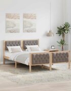 vidaXL Рамка за легло Таупе 140 x 190 cm Солидно борово дърво