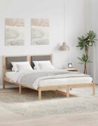 vidaXL Рамка за легло Таупе 160 x 200 cm Солидно борово дърво