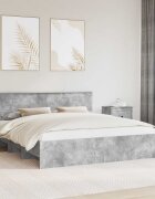 vidaXL Рамка за легло Циментено сиво 180 x 200 cm Инженерна дървесина