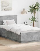 vidaXL Рамка за легло Циментено сиво 70 x 190 cm Инженерна дървесина