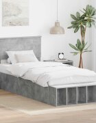 vidaXL Рамка за легло Циментено сиво 70 x 190 cm Инженерна дървесина