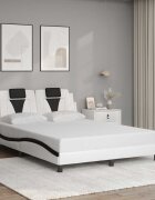 vidaXL Рамка за легло Viana без матрак бяла черна 140x190 см изкуствена кожа