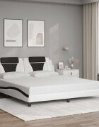 vidaXL Рамка за легло Viana без матрак бяла черна 180x200см изкуствена кожа