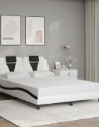 vidaXL Рамка за легло Viana без матрак бяло-черна 120x200 см изкуствена кожа