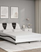 vidaXL Рамка за легло Viana без матрак бяло-черна 140x200 см изкуствена кожа