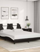 vidaXL Рамка за легло Viana без матрак черна бяла 160x200см изкуствена кожа