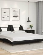 vidaXL Рамка за легло Viana без матрак черна бяла 180x200см изкуствена кожа