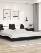 vidaXL Рамка за легло Viana без матрак черна бяла 200x200см изкуствена кожа