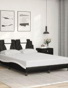 vidaXL Рамка за легло Viana без матрак черно-бяла 120x200 см изкуствена кожа