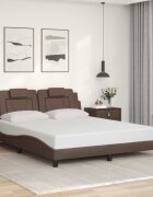 vidaXL Рамка за легло Viana без матрак кафява 160x200 см изкуствена кожа