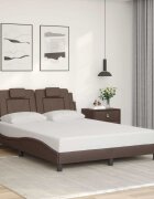 vidaXL Рамка за легло Viana без матрак кафява140x190 см изкуствена кожа
