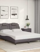 vidaXL Рамка за легло Viana без матрак сива 140x200 см изкуствена кожа