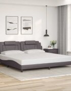 vidaXL Рамка за легло Viana без матрак сива 200x200 см изкуствена кожа