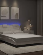 vidaXL Рамка за легло Viana с LED без матрак бяла 120x200 см
