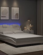 vidaXL Рамка за легло Viana с LED без матрак бяла 140x190 см