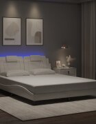 vidaXL Рамка за легло Viana с LED без матрак бяла 160x200 cм