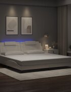 vidaXL Рамка за легло Viana с LED без матрак бяла 200x200 см