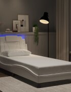 vidaXL Рамка за легло Viana с LED без матрак бяла 90x190 см