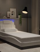 vidaXL Рамка за легло Viana с LED без матрак бяла 90x200 см