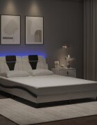 vidaXL Рамка за легло Viana с LED без матрак бяло-черна 140x200 cм