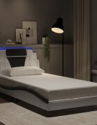 vidaXL Рамка за легло Viana с LED без матрак бяло и черно 100x200см