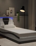 vidaXL Рамка за легло Viana с LED без матрак бяло и черно 90x200 см