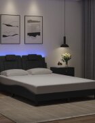 vidaXL Рамка за легло Viana с LED без матрак черна 140x190 см